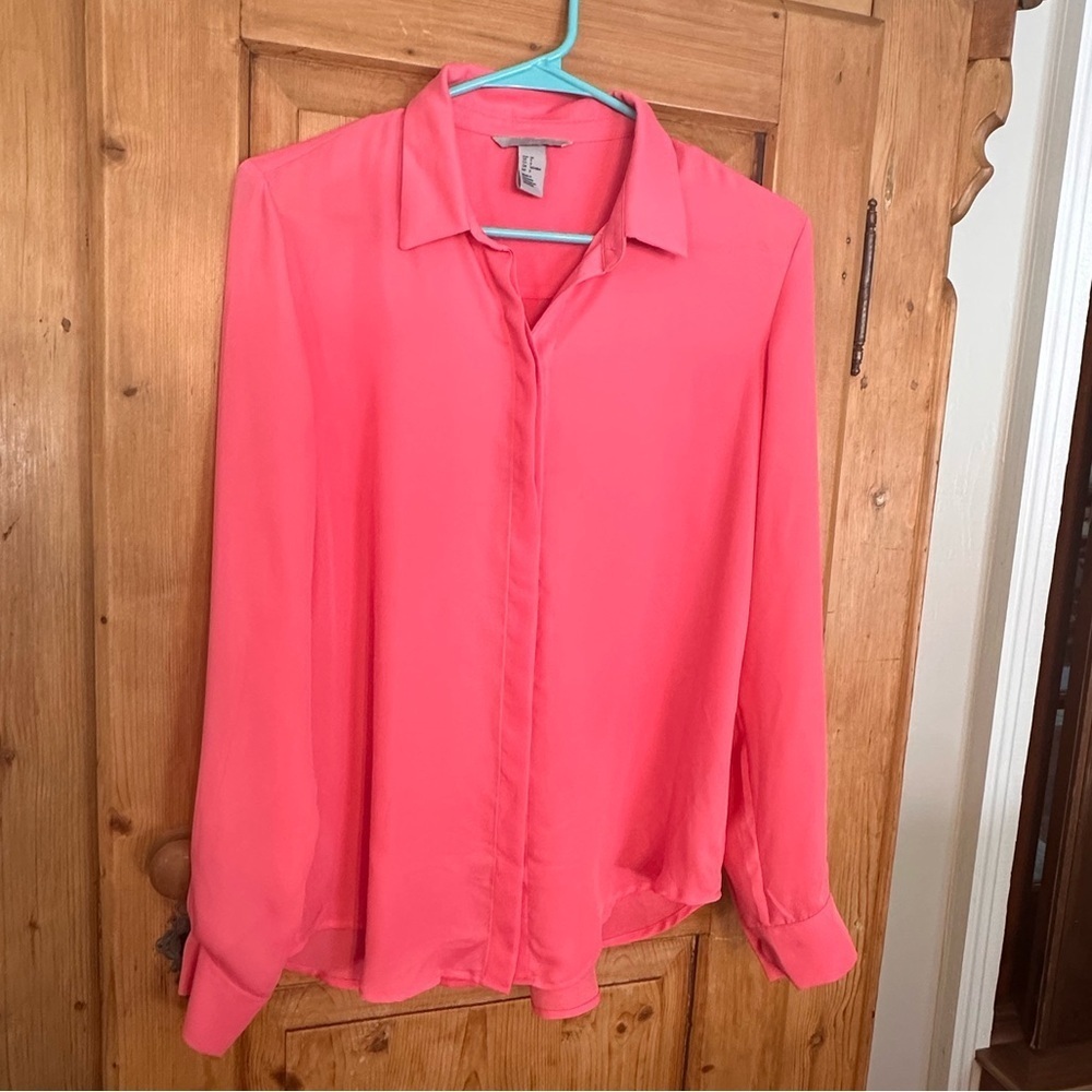 H&M Pink Button Up Blouse Size 8